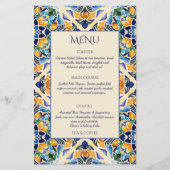 Talavera azulejo blauw tegels menukaart (Voorkant)