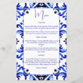 Talavera azulejo blauw tegels Mexicaans menu (Voorkant)