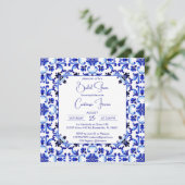 Talavera azulejo blauw tegels Mexicaans vrijgezell Kaart (Staand voorkant)