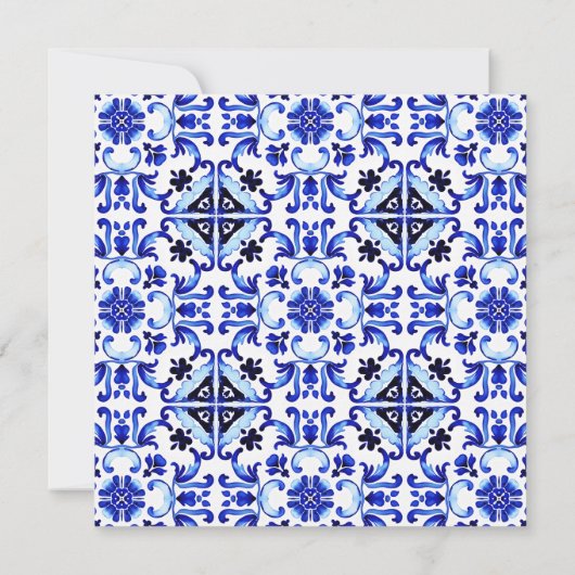 Talavera azulejo blauw tegels Mexicaans vrijgezell Kaart (Achterkant)