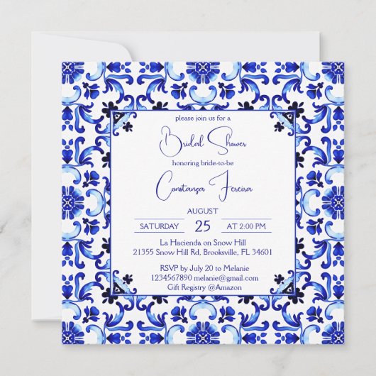 Talavera azulejo blauw tegels Mexicaans vrijgezell Kaart (Voorkant)