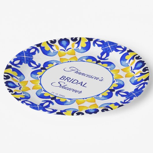 Talavera azulejo blauw tegels Mexicaans vrijgezell Papieren Bordje (Gekanteld)