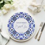 Talavera azulejo blauw tegels Mexicaans vrijgezell Papieren Bordje<br><div class="desc">Talavera azulejo blauw tegels  Mexicaans vrijgezellenfeest monogram bedrukt papier borden sjabloon,  mediterraan blauw tegel patroon Maiolica blauw tegels Grieks tegels patroon vrijgezellenfeest borden gepersonaliseerd vrijgezellenfeest servies tafeldecor</div>