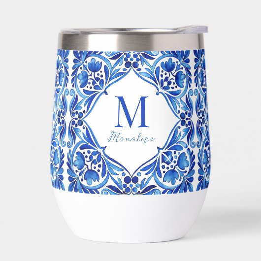 Talavera Azulejo blauw tegels monogram (Links)