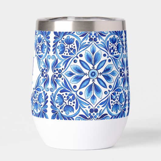  Talavera Azulejo blauw tegels monogram (Achterkant)