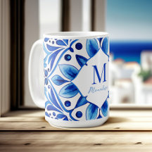  Talavera Azulejo blauw tegels monogram