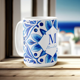  Talavera Azulejo blauw tegels monogram Koffiemok
