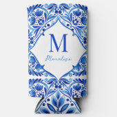  Talavera Azulejo blauw tegels monogram Seltzer Blikjeskoeler (Voorkant)