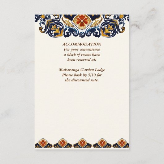 Talavera Azulejo blauw tegels trouwdetail Informatiekaartje (Achterkant)