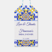 Talavera azulejo blauw tegels vrijgezellenfeest gu cadeaulabel (Voorkant)