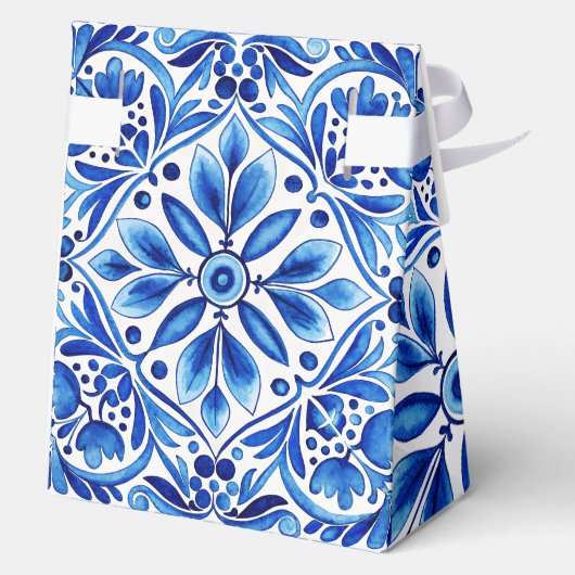  Talavera Azulejo blauw volkskunst bruiloft Bedankdoosjes (Achterkant)