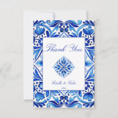 Talavera Azulejo blauw volkskunst bruiloft Bedankkaart (Voorkant)