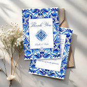 Talavera Azulejo blauw volkskunst bruiloft Bedankkaart