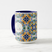 Talavera azulejo blauwe bruidsmeisjes geschenken m mok (Voorkant links)