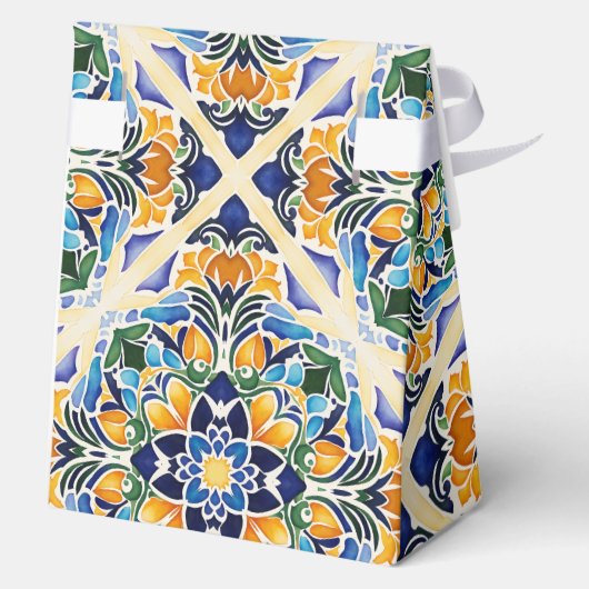 Talavera azulejo blauwe tegel bruiloft bedankdoosjes (Achterkant)