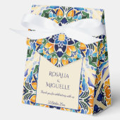 Talavera azulejo blauwe tegel  bruiloft bedankdoosjes (Voorkant)