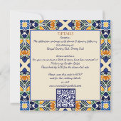 Talavera azulejo blauwe tegel  bruiloft kaart (Achterkant)