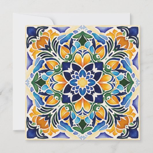 Talavera azulejo blauwe tegel bruiloft kaart (Achterkant)