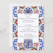 Talavera azulejo blauwe tegel  bruiloft kaart (Achterkant)