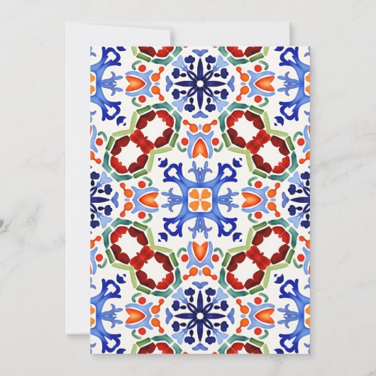 Talavera azulejo blauwe tegel  bruiloft kaart (Achterkant)