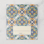 Talavera azulejo blauwe tegel  bruiloft plaatskaartje (Buitenkant ongevouwen)