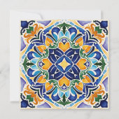Talavera azulejo blauwe tegel bruiloft save the date (Achterkant)