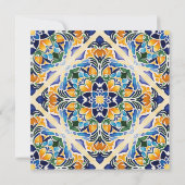 Talavera azulejo blauwe tegel bruiloft save the date (Achterkant)