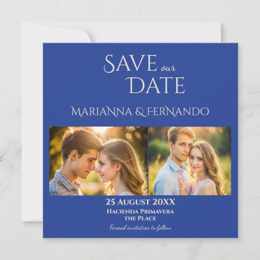 Talavera azulejo blauwe tegel  bruiloft save the date (Voorkant)