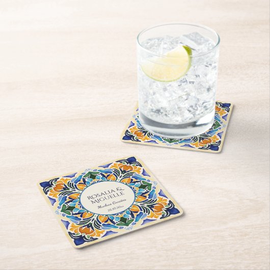 Talavera azulejo blauwe tegel gunsten  Mexicaan Kartonnen Onderzetters (Insitu)