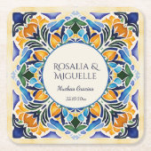 Talavera azulejo blauwe tegel gunsten  Mexicaan Kartonnen Onderzetters (Voorkant)