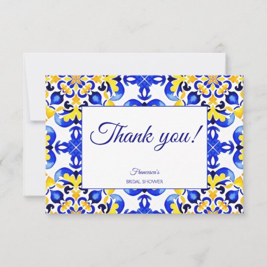 Talavera azulejo blauwe tegels Mexicaans bruidsdin Bedankkaart (Voorkant)