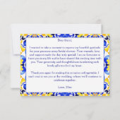 Talavera azulejo blauwe tegels Mexicaans bruidsdin Bedankkaart (Achterkant)