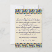 Talavera azulejo blue tile vintage Mexican wedding Bedankkaart (Achterkant)