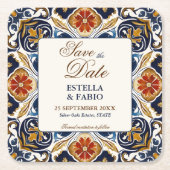  Talavera Azulejo bruiloft Save the Date Kartonnen Onderzetters (Voorkant)
