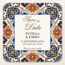  Talavera Azulejo bruiloft Save the Date Kartonnen Onderzetters