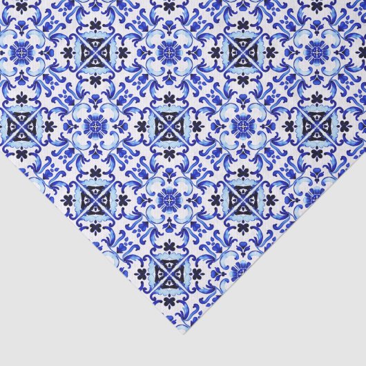 Talavera azulejo maiolica blauwe tegels tissuepapier (Detail)