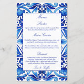  Talavera Azulejo Mediterraan blauw menu (Voorkant)