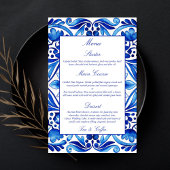  Talavera Azulejo Mediterraan blauw menu