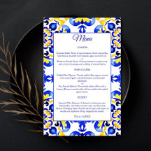 Talavera azulejo Mediterraans blauw tegels menu