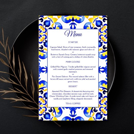 Talavera azulejo Mediterraans blauw tegels menu