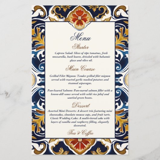  Talavera Azulejo Mexicaans huwelijksmenu (Voorkant)