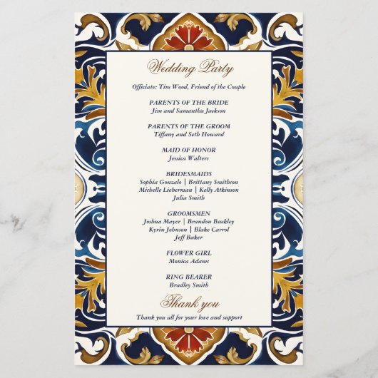  Talavera Azulejo Mexicaans huwelijksprogramma (Achterkant)