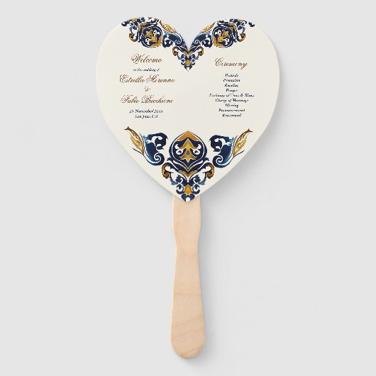  Talavera Azulejo Mexicaans huwelijksprogramma Handwaaier (Voorkant)