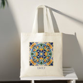 Talavera azulejo  Mexicaanse aangepaste naam Tote Bag