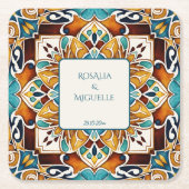Talavera azulejo  Mexicaanse bruiloft gunsten Kartonnen Onderzetters (Voorkant)