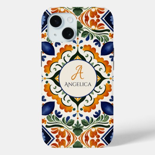 Talavera Azulejo  Mexicaanse tegels monogram Case-Mate iPhone Case (Achterkant)