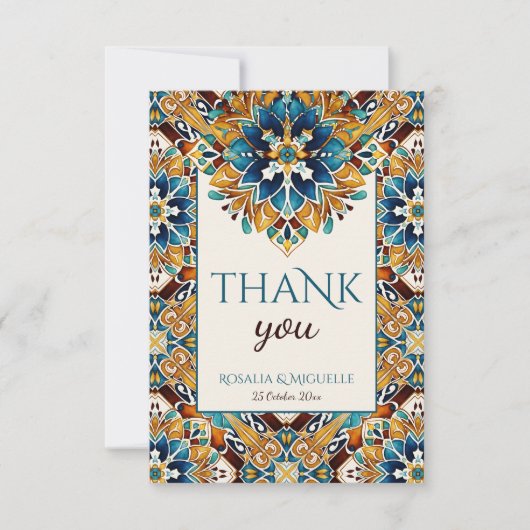 Talavera azulejo tegel bruiloft bedankkaart (Voorkant)