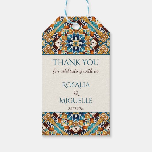 Talavera azulejo tegel bruiloft cadeaulabel (Voorkant)