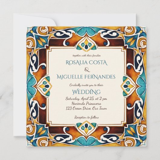 Talavera azulejo tegel  bruiloft kaart (Voorkant)
