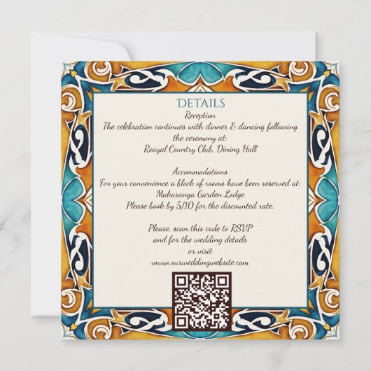 Talavera azulejo tegel  bruiloft kaart (Achterkant)